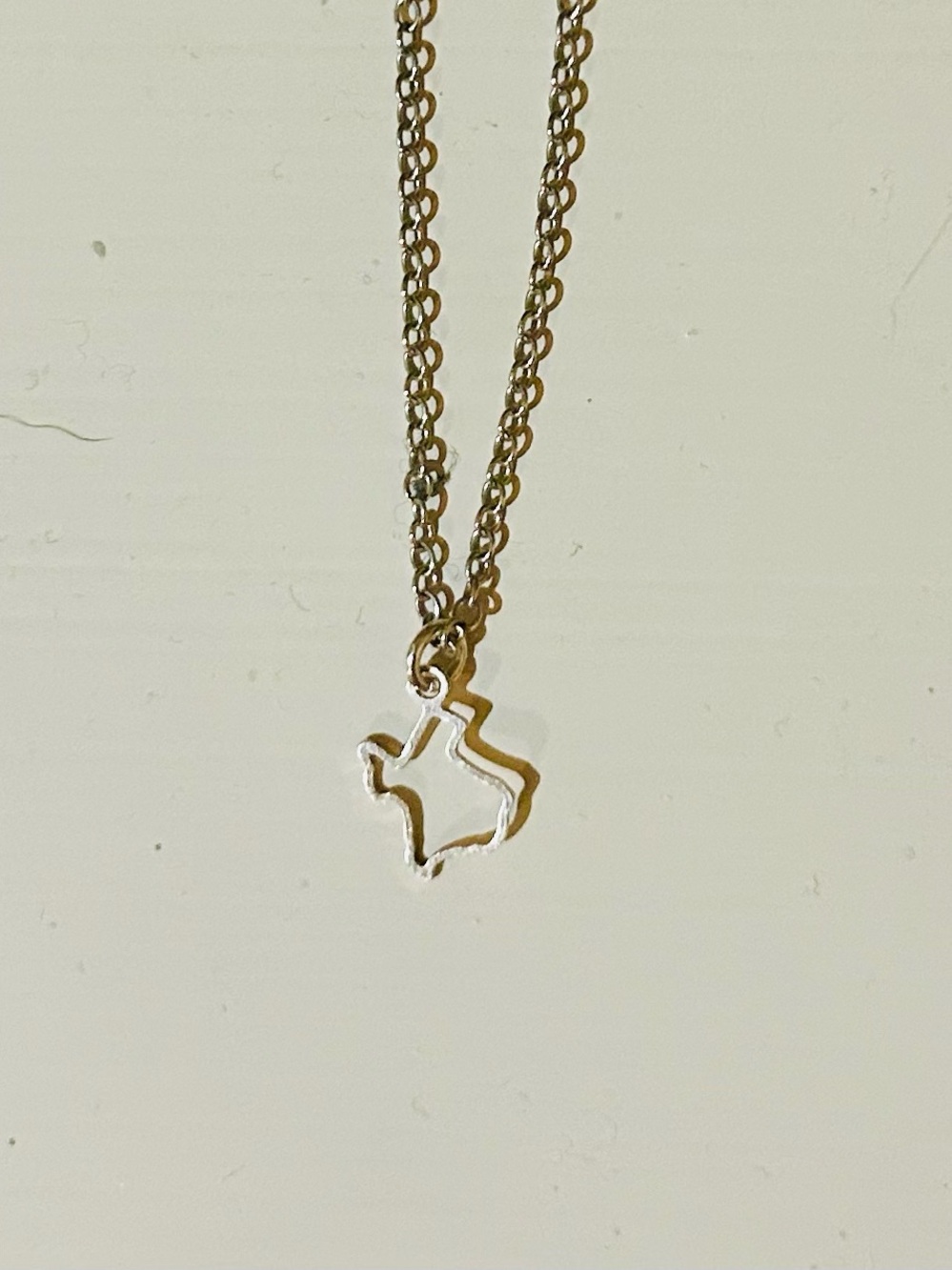 Delicate Silver Texas Outline Pendant Necklace